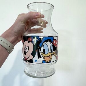 Vintage Anchor Hocking Disney Mickey & Friends glass juice carafe pitcher vase